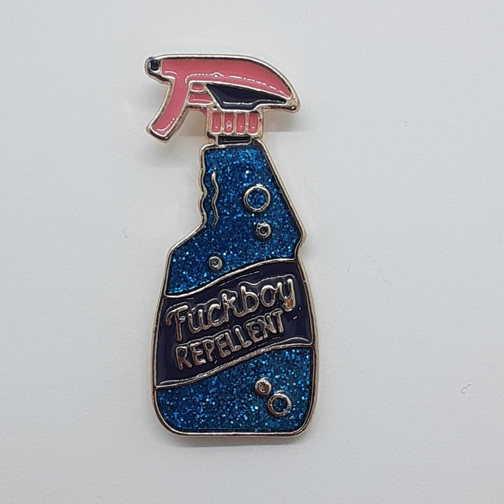 F*CKBOY REPELLENT Glitter Spray Bottle Enamel Pin